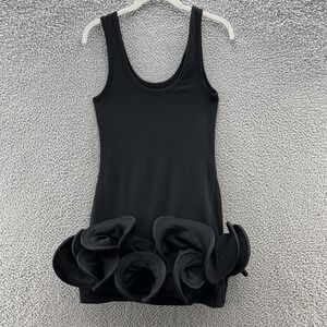 Blaque Label Dress Womens Medium Black Knit Bodycon 3D Ruffle Hem Mini